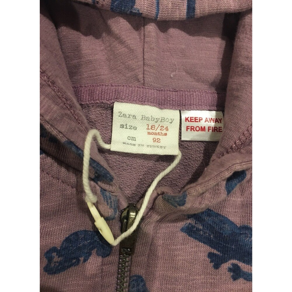 Zara Baby Boy Crocodile Print Hooded Jacket 18-24 Months Pink Blue Rare - Picture 2 of 4